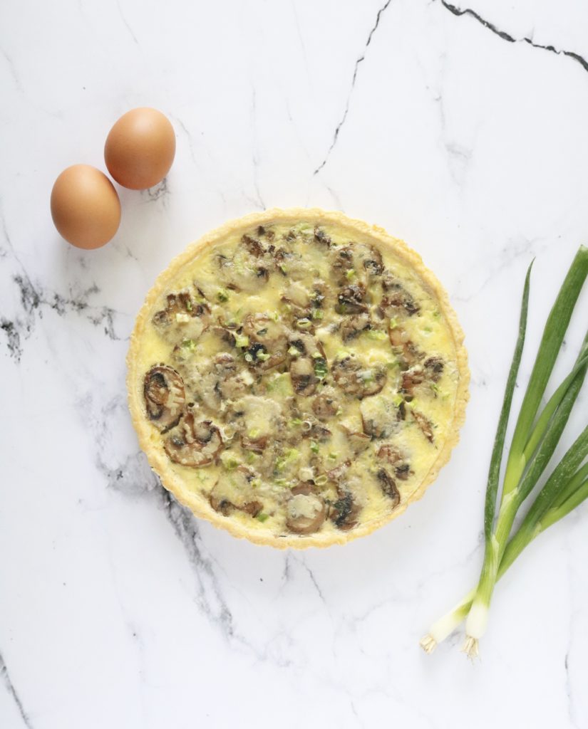 Mushroom and Shallot Quiche patterns & prosecco