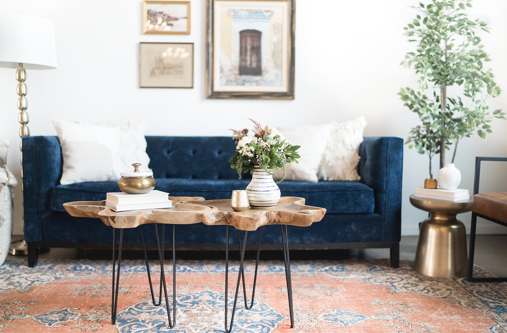 terracotta and blue in interiors