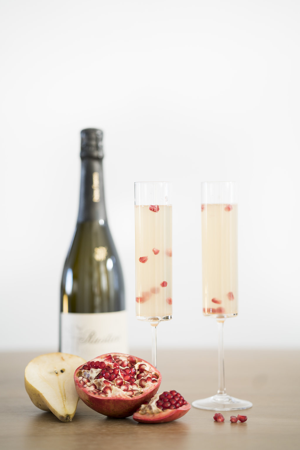 pomegranate, pear and prosecco cocktail